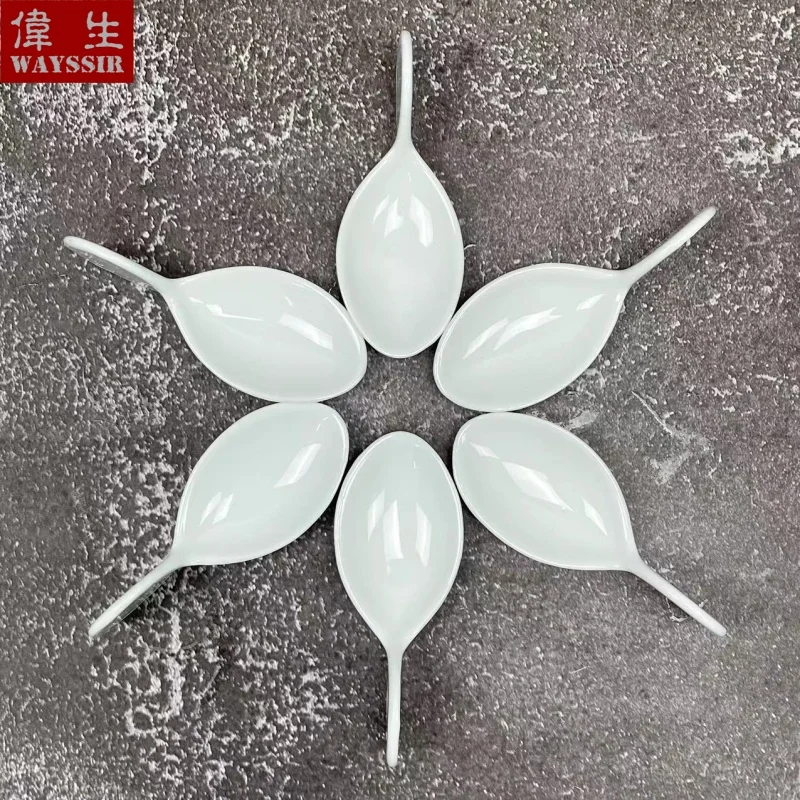 6pcs Set Fish Shaped White Porcelain Snack Dish Hotel Buffet Susi Sauce Spoon Home Party Decoration Dinner Ceramics Tableware