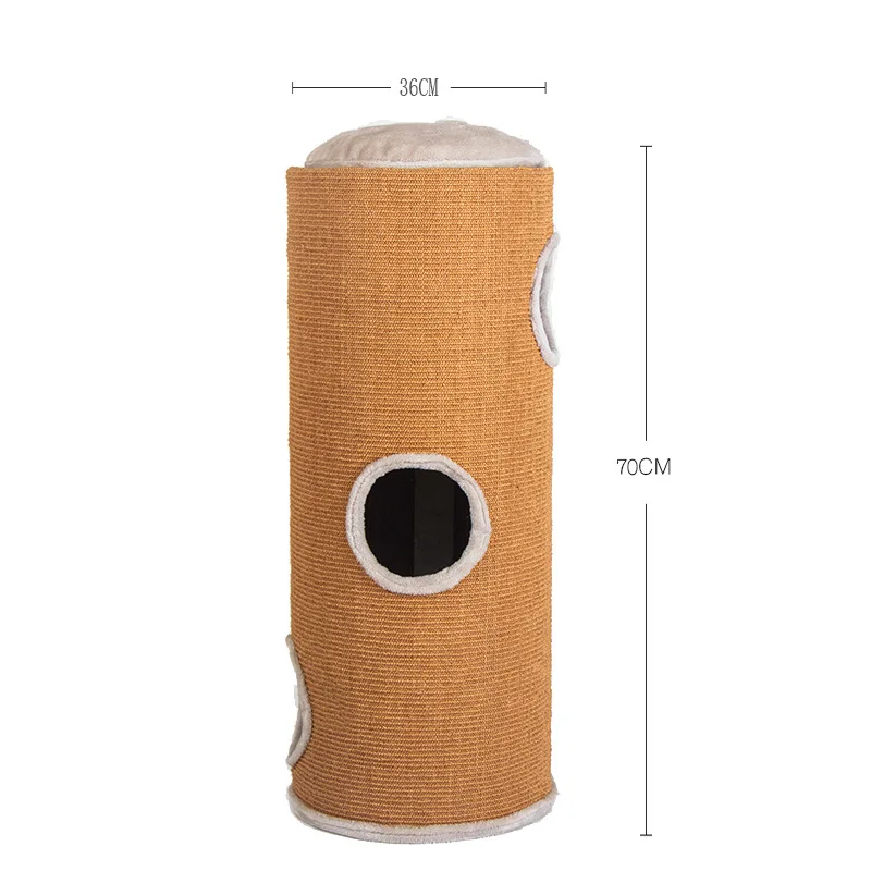 Cat tree wall mounted house tower with two floors heathy natural sisal material cat toy