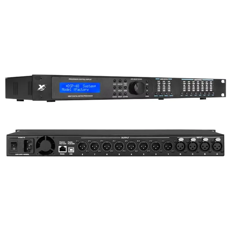 4 in 8 Out Professional Audio Speaker Processor Feedback Suppression DSP Sound System Speaker Management Digital Processor