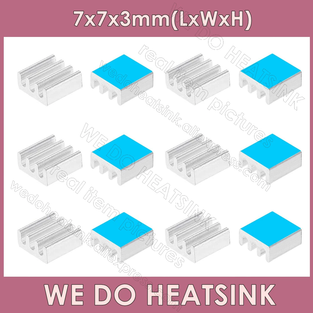 WE DO HEATSINK 7x7x3mm Without or With Thermal Pad Silver Aluminum Extruded Heat Sink Cooler Radiator for Electronic IC MOS CHIP