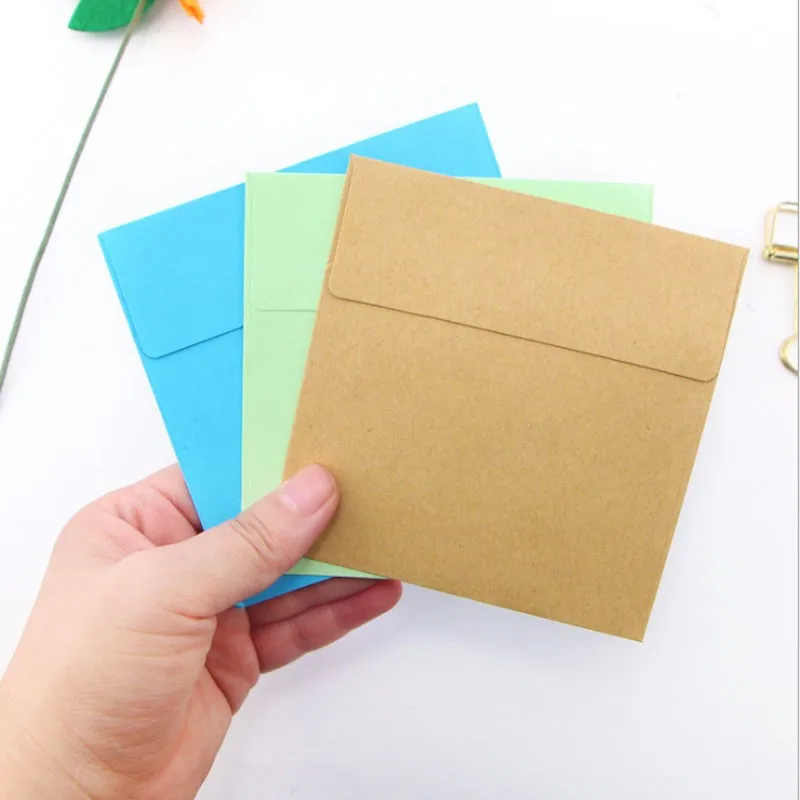 20pcs 8Color Square Blank Envelopes 100*100mm Greeting Cards Mini CD Envelopes card Wedding Invitation