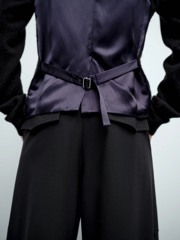 Women's Knitted Open Cardigan Spring 2025 New Back Splicing Acetate Sweater Jacket Regular Fit Long Sleeve round Neck Coat