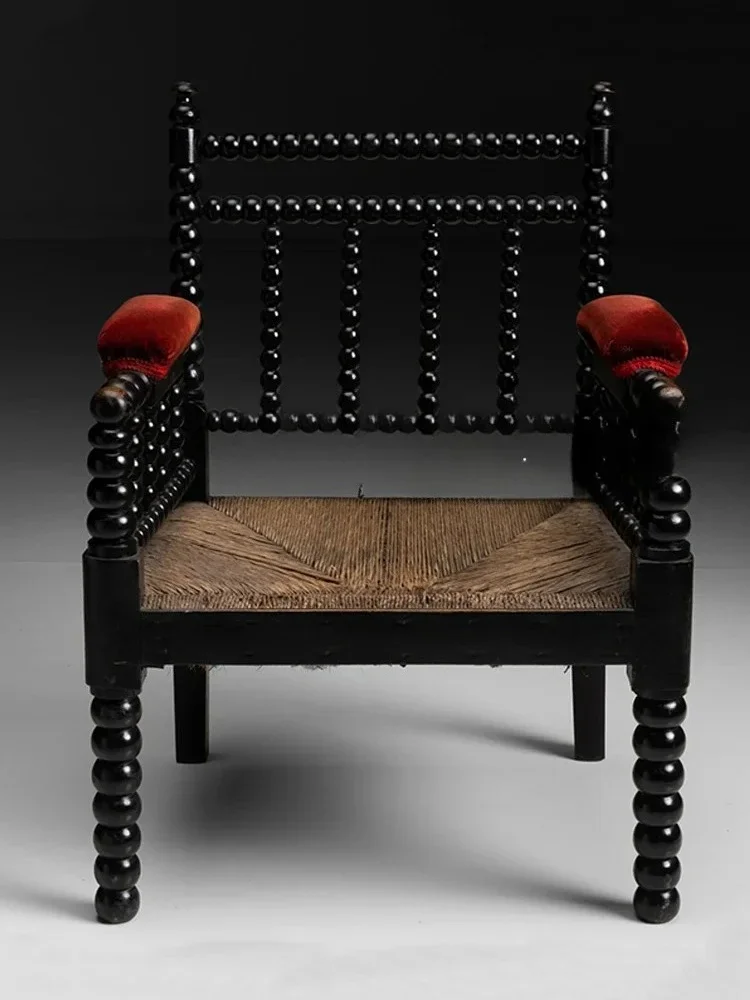 منتصف القديمة الصلبة الخشب كرسي الروطان الفرنسية الرجعية أريكة واحدة غرفة المعيشة الروطان عارضة مسند الذراع مسند الظهر كرسي #1