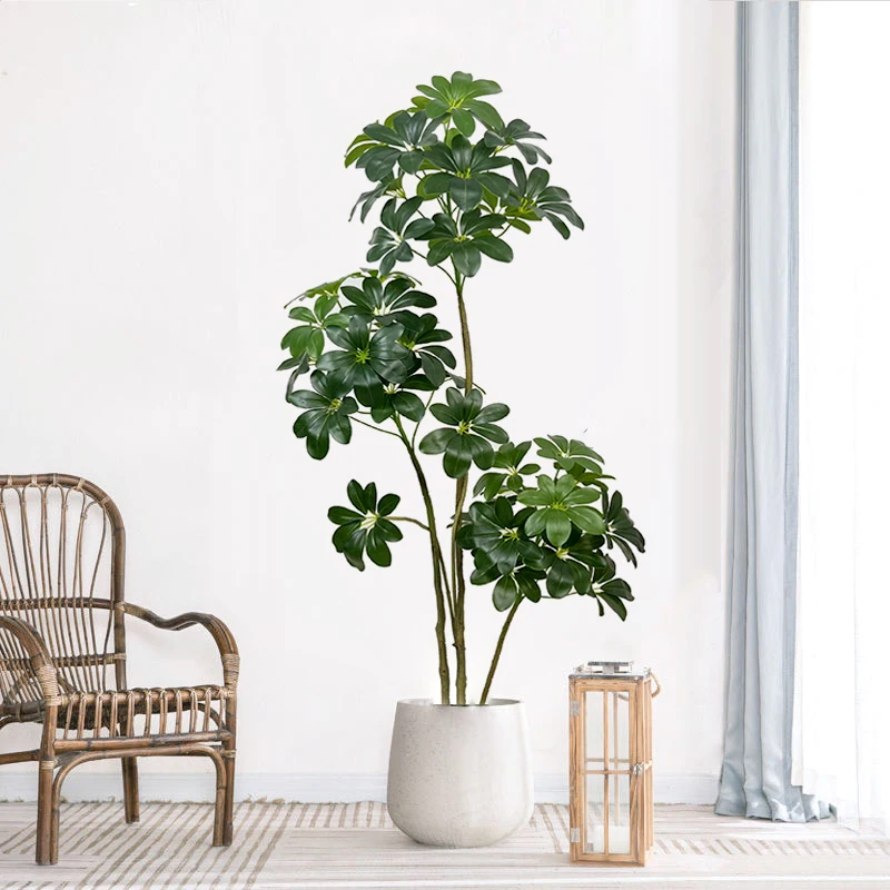 74in Tropical Tree Large Artificial Ficus Plants Plastic Fake Tree Real Touch Banyan Leaves For Home Garden Office Shop Decor