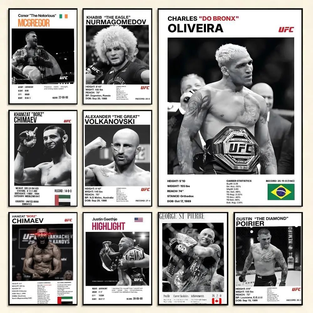 Intense Sports UFC Boxing Fighting Star Poster Digital Solvent Print Waterproof PP Fade-Resistant Wall Art Room Decor Gift