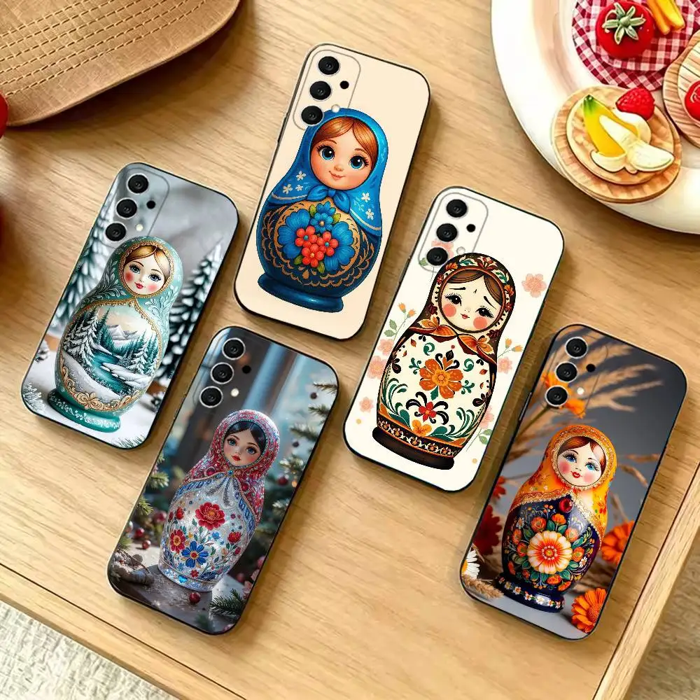 Russian Art Matryoshka Phone Case For Samsung S26,S25,S24,S21,S22,S23,S30,Ultra,S20,Plus,Fe,Lite,5G Black fashion Cover