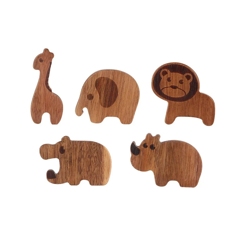 ﻿ Household Solid Wood Hook Kitchen Item Wall Hook Hanger Punch Creative Animal Decorative Hooks Coat Rack Home Storage