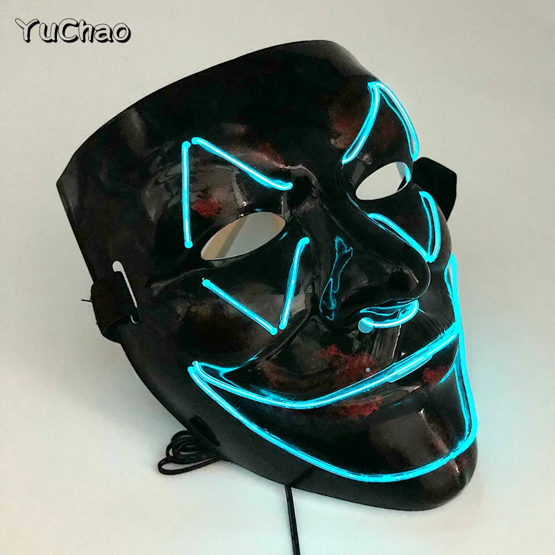 Neon Glow Bat Face Mask Halloween Masque Party Night club Scary Theme Party Accessories Light Up Scary Cosplay Bat Mask For Men