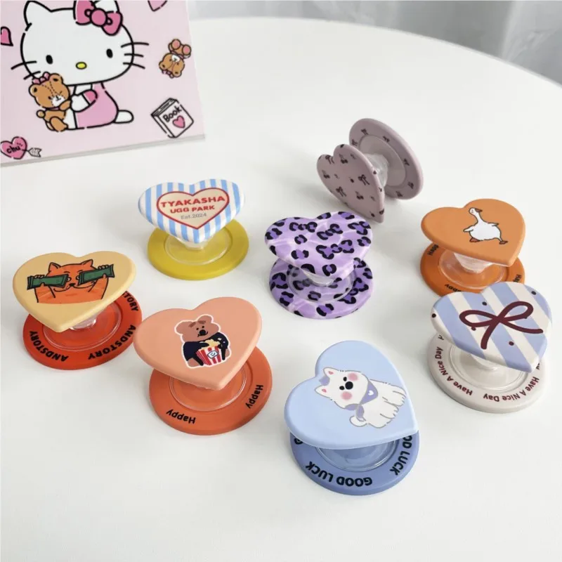 INS Korean Cute Cartoon Heart Phone Stand For Magnetic For MagSafe Compatible Foldable Grip Holder for iPhone 17 16 15 Samsung - view 5