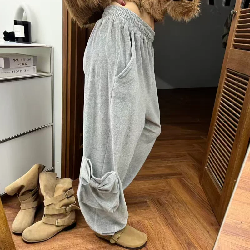 Pantaloni casual comodi a gamba larga da donna Autunno Inverno Nuovi pantaloni dimagranti Sle Chic con bootcut a vita alta Big Kets