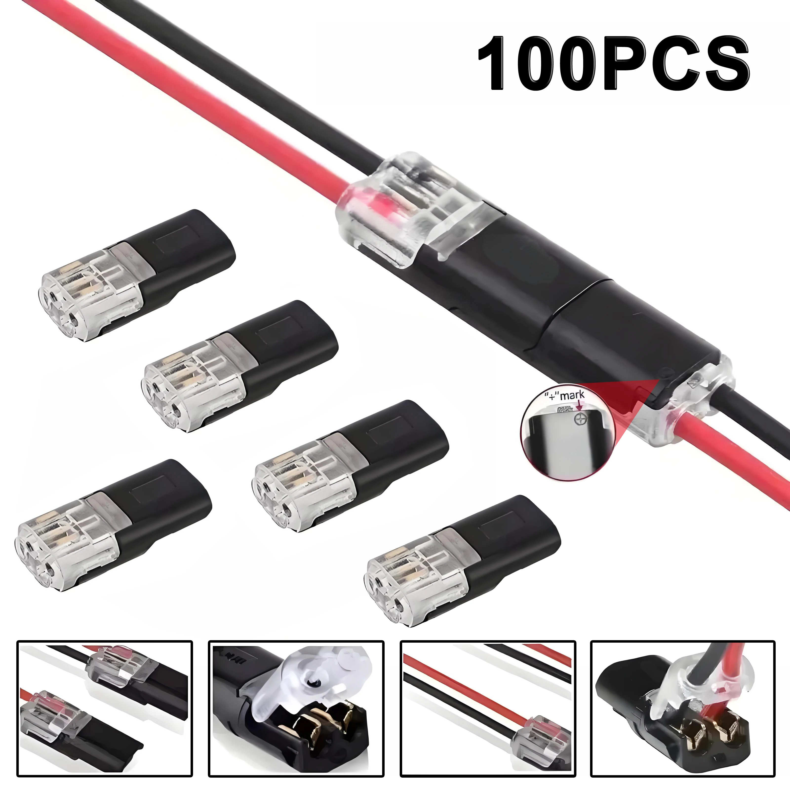 20/40/50/100pcs 2 Pin Connector Wire Connector Quick Cable Connector Waterproof Plug Car Electric Terminal Snap Strip Connection