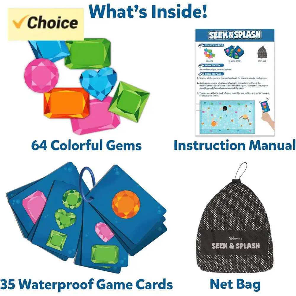 Juego De 64 Gemas De Colores Con Bolsa De Malla Para Niños – Juguetes De Buceo Y Natación Para Buscar Tesoros En La Piscina, Ideal Para Juegos Acuáticos De Verano