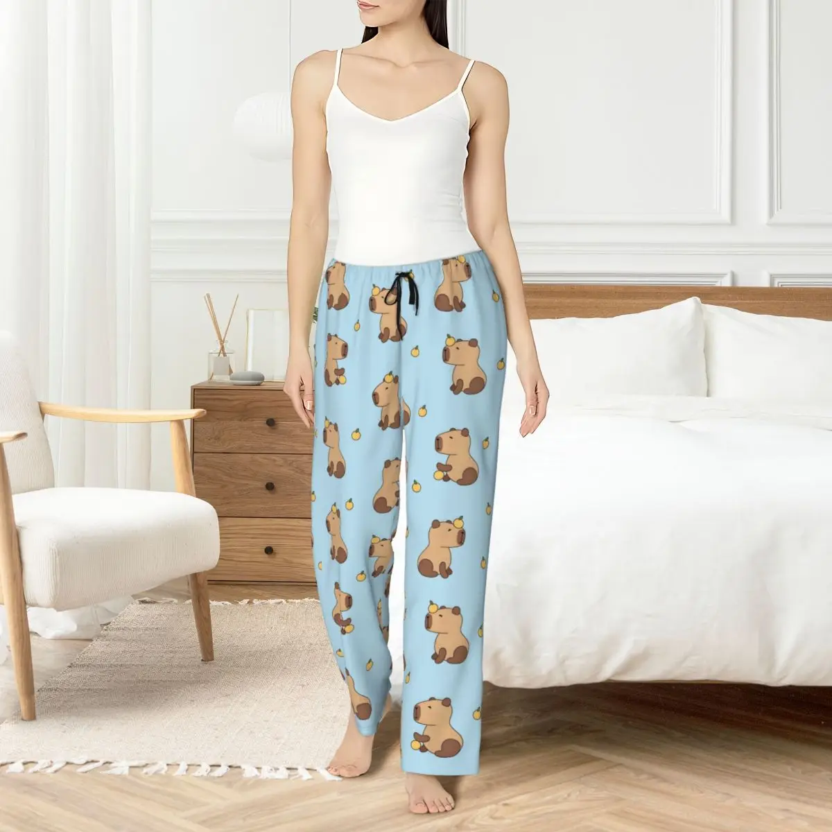 

Custom Print Women's Capybara Pajama Pants Cute Anime Sleepwear Sleep Lounge Bottoms with Pockets