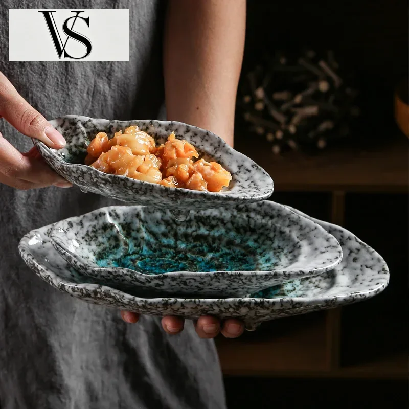 Plate Dish Small Oyster Cuttlefish Japanese Exquisite Cuisine Restaurant Ceramic Sushi Tableware Sashimi Cold Plate Dish