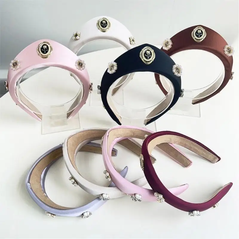 

652F креативный головной убор с розовым жемчугом для женщин, уникальный аксессуар для волос, модные повязки на голову, украшение