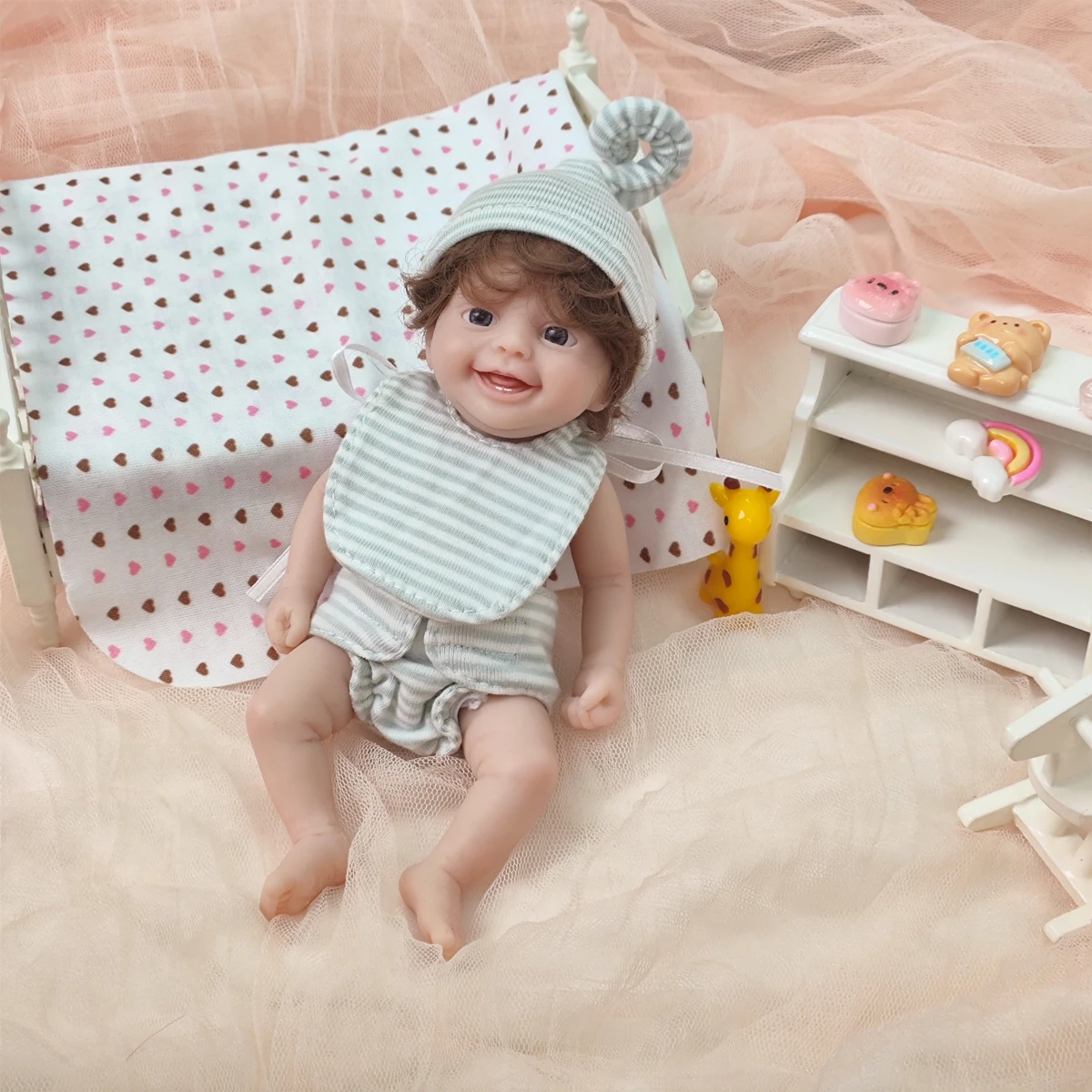 6" Micro Preemie Full Body Silicone Big Eyes  Doll "Mason" and "Mila"Lifelike Mini Reborn Bady Surprice Children Anti-Stress