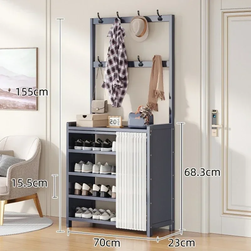 Floor-to-ceiling Coat Rack In The Foyer Hanging Rack Multi-layer Door Nanzhu Shoe Rack Integrated Household Goods