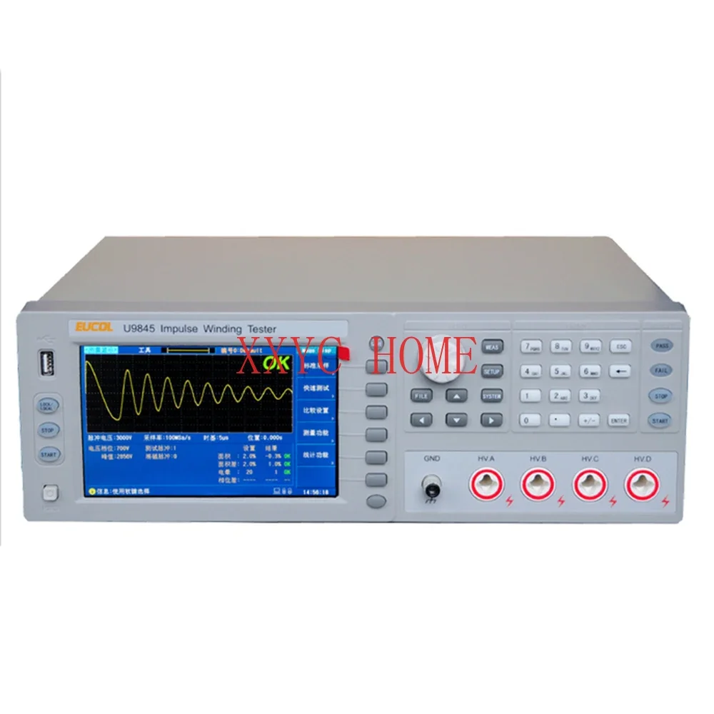 

U9845 7-дюймовый TFT-дисплей, 4-канальный тестер импульсной обмотки, тестер оборотов, однофазный/трехфазный тестер оборотов двигателя, измеритель короткого замыкания, 100 В ~ 5000 в