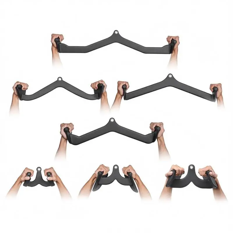 Accessoires pour lat pulldown, machine à ramer à câble, barre en T, barre en V, ensemble de 7 pièces, barre de traction pour triceps, poignée recouverte de caoutchouc pour l'entraînement des muscles dorsaux, curl biceps, barre de lat pulldown pour triceps pour salle de sport à domicile