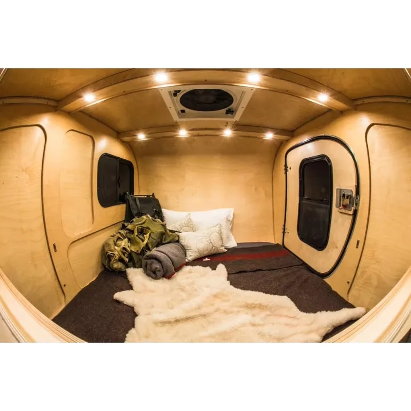 Compact Teardrop Travel Trailer Weather Resistant Shell Lightweight Easy Tow Ideal For Outdoor Camping Backcountry Travel