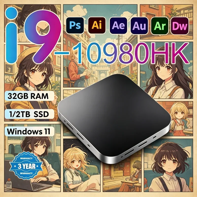

Refined All-Round MINI PC Configured Windows 11 Pro Core I9 10980HK 32GB RAM 1TB 2TB SSD WIFI 6 BT5.2 4K HD Brisk