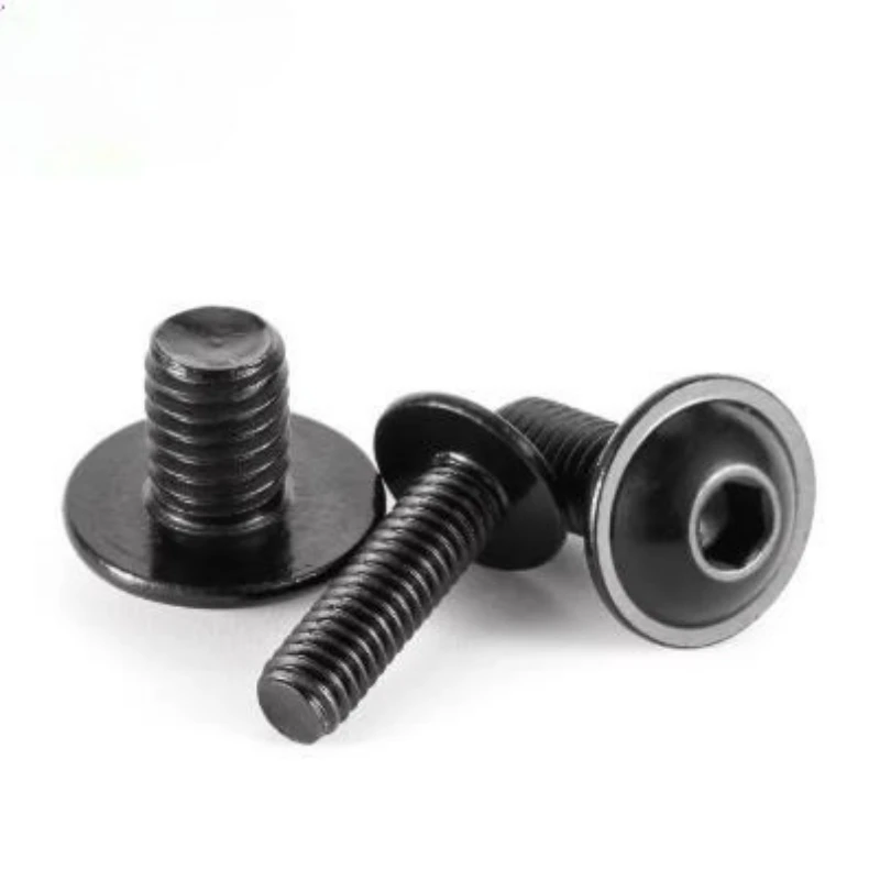 Black 304 Stainless Steel Pad Hexagon Socket Screw M2 M2.5 M3 M4 M5 M6 M8 M10 Flange Face Round Head Hexagon Socket Bolt