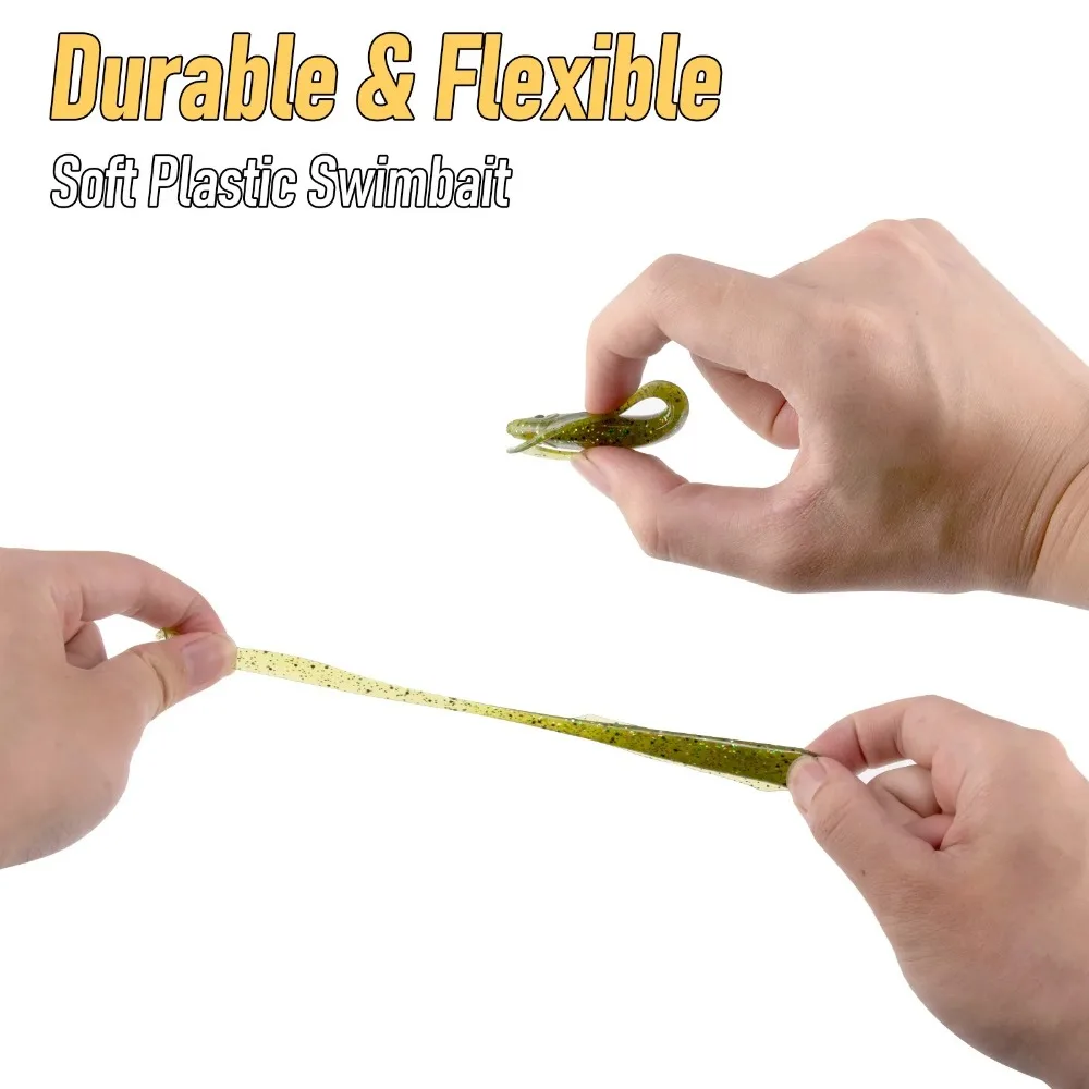 5PCS  Dynamic & Realistic! 3D Curly Tail Grub | Two-Tone Eyes, Salt & Freshwater | 9.4cm/ 4.1g Finesse Fishing view 4