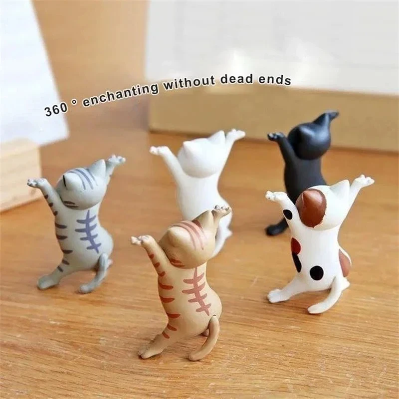 5 PC 춤 고양이 그림 장식 애니메이션 고양이 모델 패션 장난감 매혹적인 고양이 캡슐 장난감 인형 케이크 장식