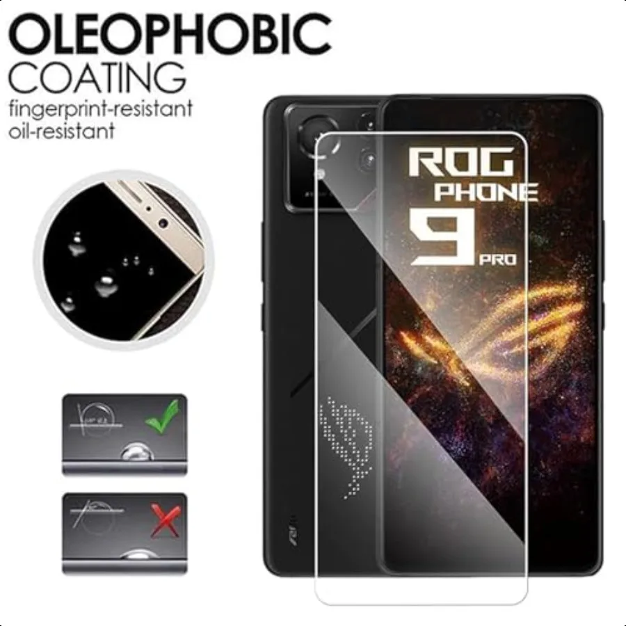 Confezione da 3 pellicole protettive per schermo Asus ROG Phone 9 Pro in vetro temperato [99,99 HD Clear] [9H Hardn] [Friendly pellicola] per telefono Asus ROG