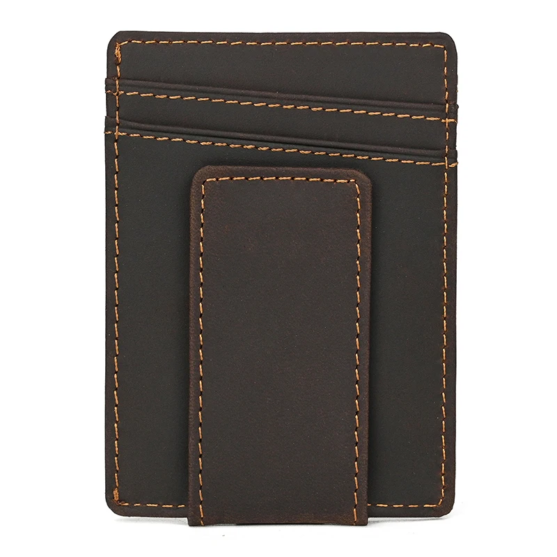 Luufan Genuine Leather Card Holder Purse Real Leather Hasp Card Case Clutch Wallets Slots For Men Women Mini Slim Short Purse