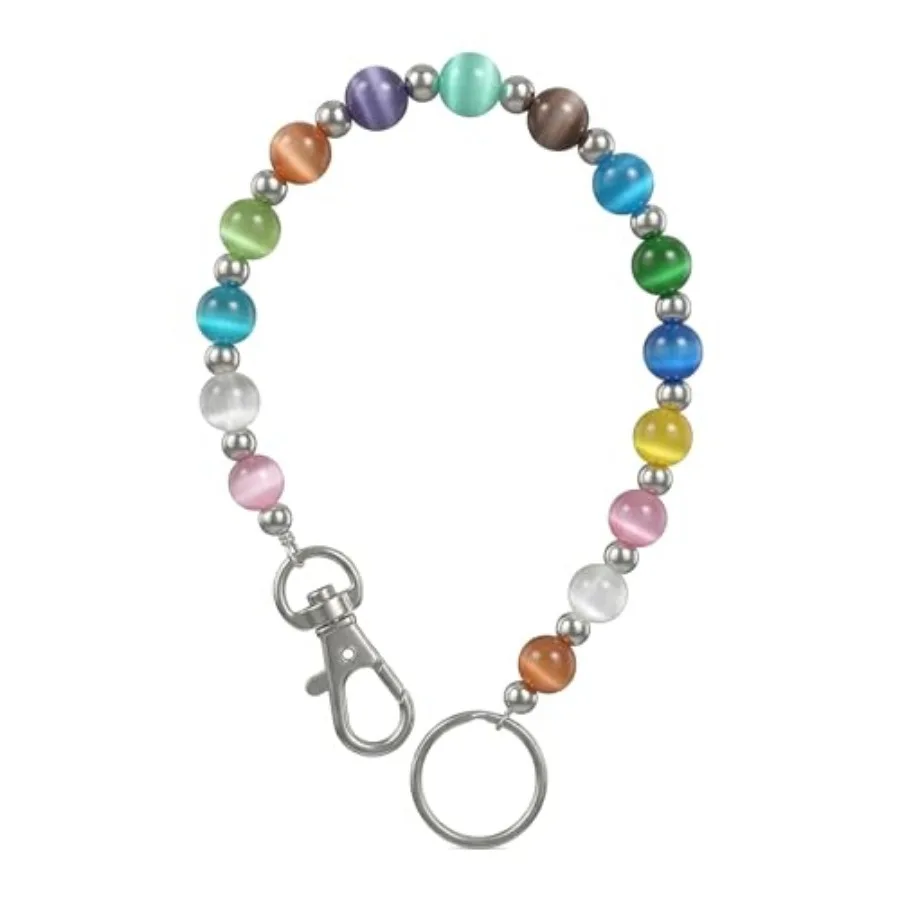 

Key Leash for Purse 9.6" Beaded Strap Key Finder Chain for Women Keychain Holder Organizer with Clip Anti-Lost Key Keeper for P