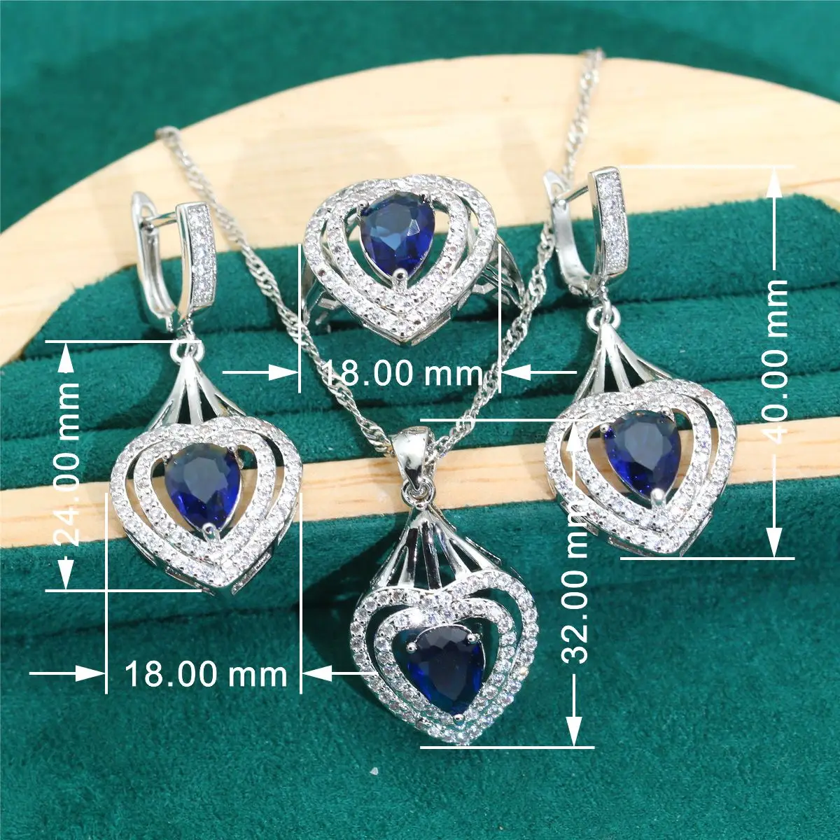 Core 925 Silver Jewelry Sets For Women Wedding Blue Zircon Earrings Necklace Pendant Ring Bracelet Dating Dating Gifts