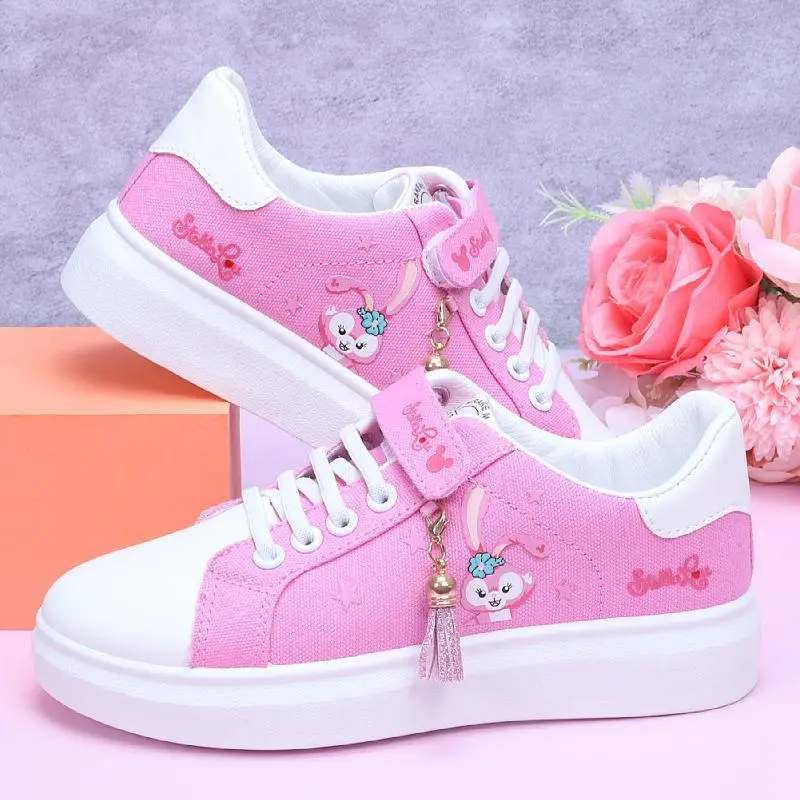 Cartoon Cute Kuromi Girls Shoes Canvas Shoes New Breathable Cloth Shoes Children\'s Soft Bottom Sneakers Pupils Board Shoes