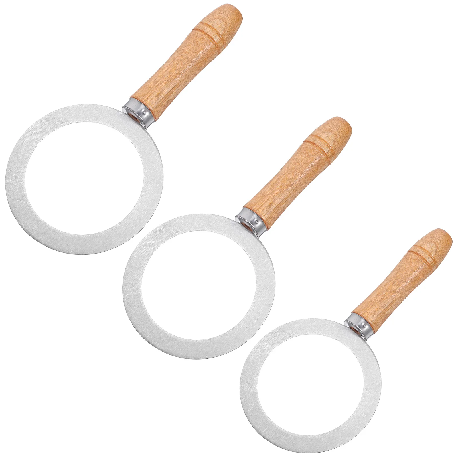 

3Pcs Stainless Steel Brulee Rings Cover Wooden Handle Baking Cup Gasket DIY Milk Tea Cup Rim Protective Cover Coffee Dessert