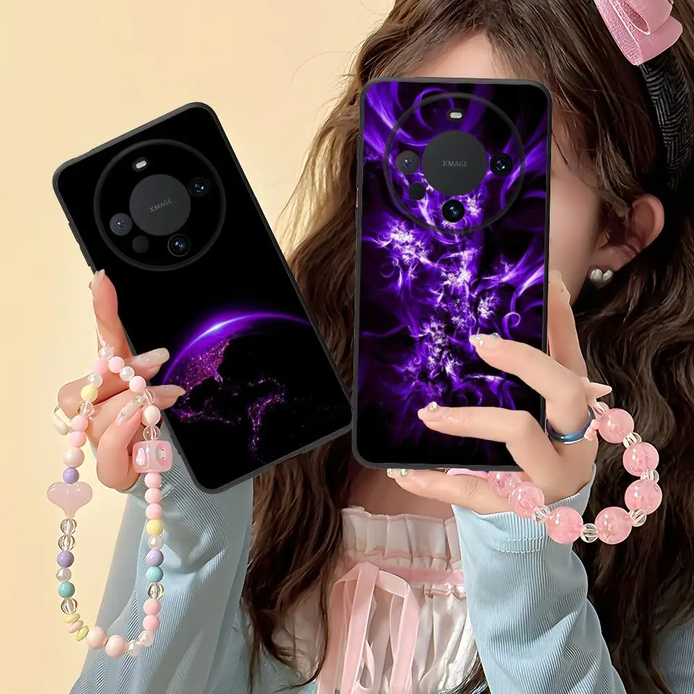 

Luxury Purple Phone Case for Huawei Mate 60 50 40 30 20 10 Pro Plus Lite E 5G Soft TPU Shockproof Cover