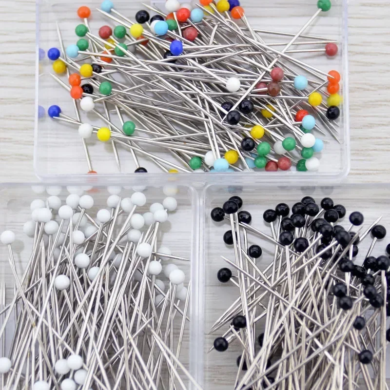 100Pcs/Box Colorful Round Glass Head Pins Stitch Straight Push Positioning Needles Sewing Accessoires for Dressmaking DIY Tools