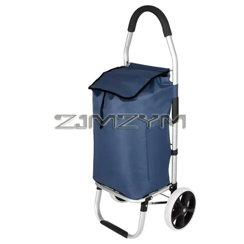 Foldable Portable Shopping Cart, Large Capacity Trolley, Silent Wheel Climbing Trailer, Waterproof Thick Basket for Elderly