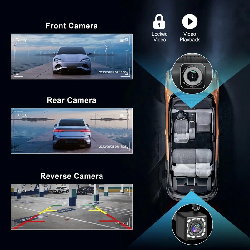 Портативная беспроводная автомобильная стереосистема Carplay с видеорегистратором — экран HD IPS 10,26 дюйма, Android Auto, резервная камера 1080P, Bluetooth