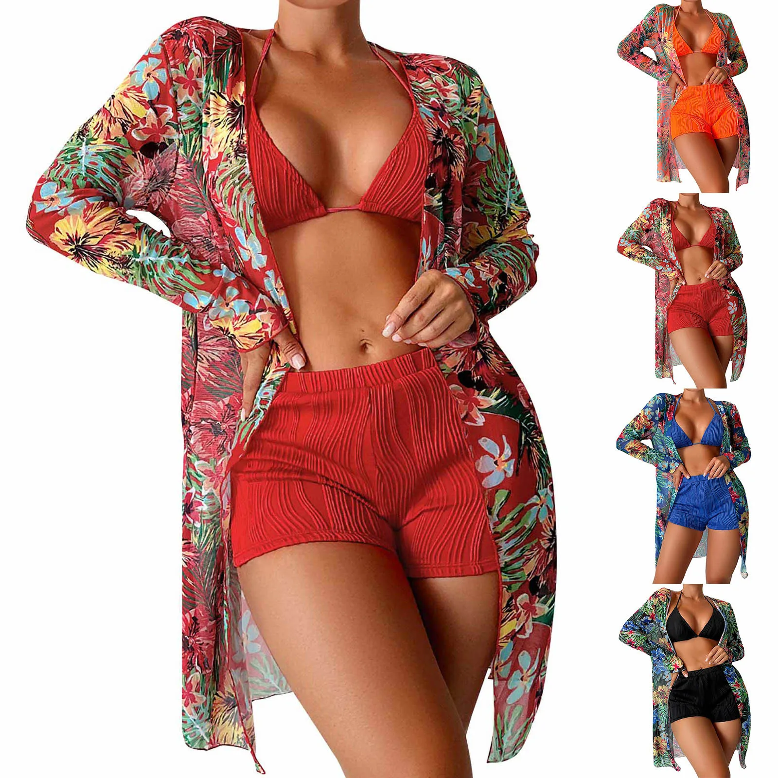 Bañadores estampados de verano para mujer, conjunto de Tankini Sexy, ropa de playa, trajes de baño de tres piezas para piscina