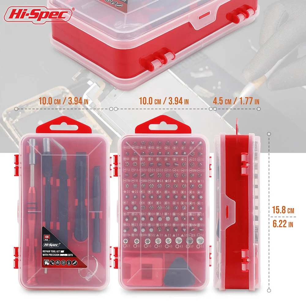 Kit de tournevis électronique Torx, tournevis CR-V 108 pièces Kit d'outils de réparation d'ouverture pour iPhone Caméra Montre Tablette PC