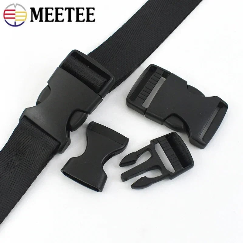 5Set Meetee 20-50mm Nylon Webbing and Black Plastic Release Buckles Bag Strap Adjust Clasp Ribbon Tape DIY Sewing Accessories