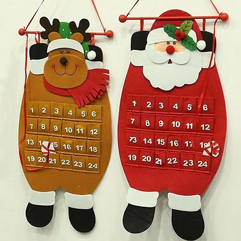 Calendario de Adviento de Navidad, muñecos de nieve de Papá Noel, decoración para puerta, pared y ventana, suministros colgantes para fiesta de Navidad, regalo de Navidad