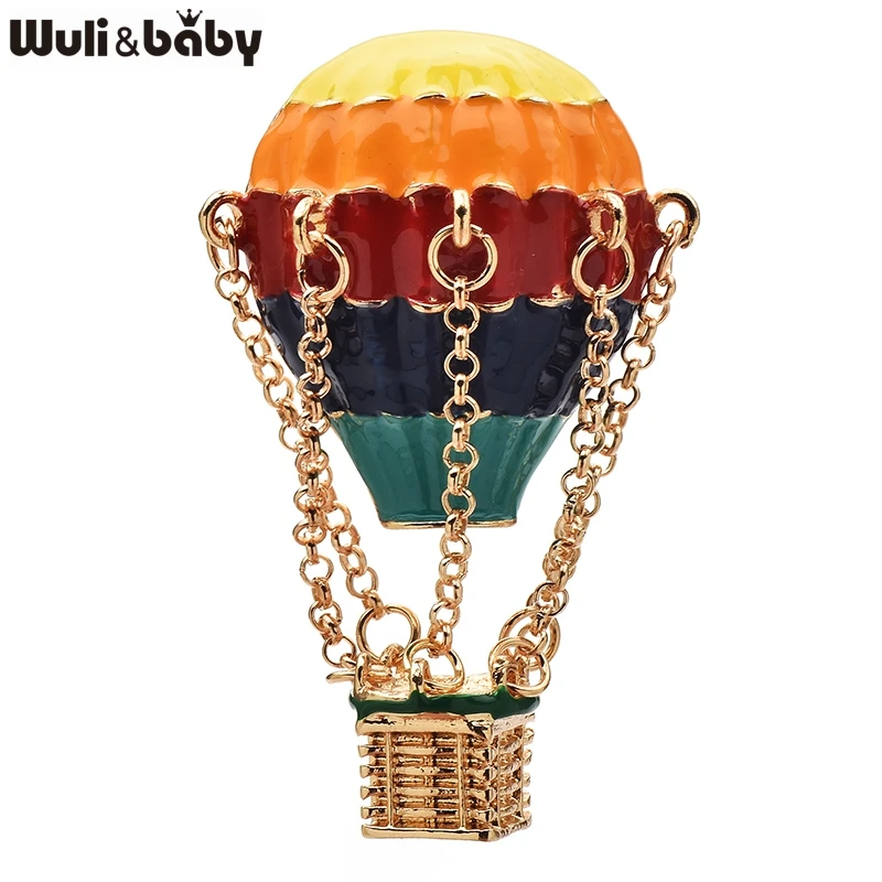 Wuli & baby broche de balão esmaltado multicolorido, lindo veículo romântico, broches de metal para mulheres, mochila infantil, roupas, crachá