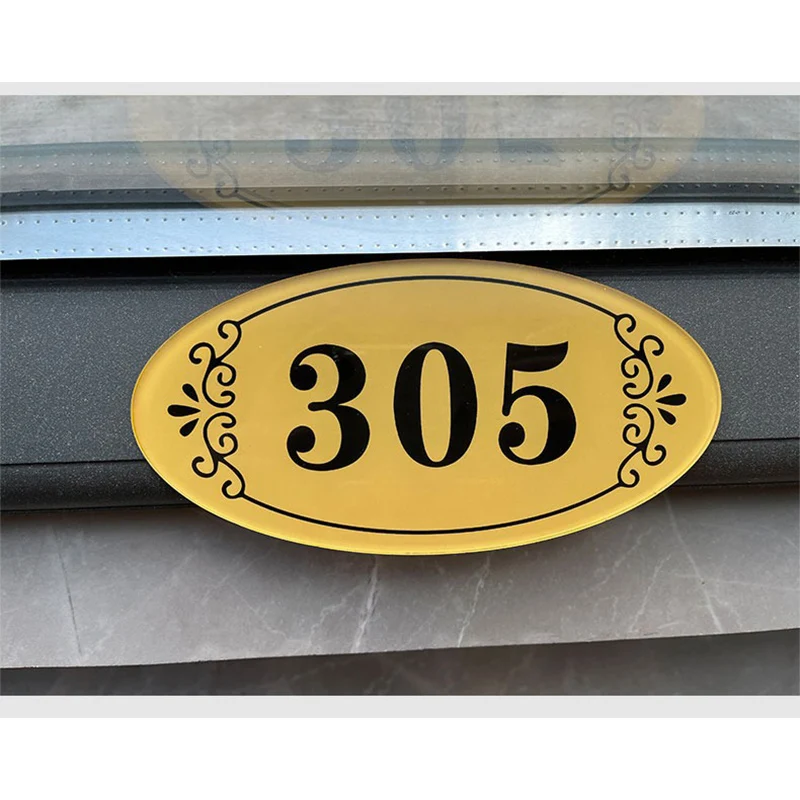 Panneaux de numéro de maison en acrylique découpés au Laser, modernes et personnalisés, plaques de porte de vitrine de bureau, drapeau de magasin, panneau de Studio pour Salon