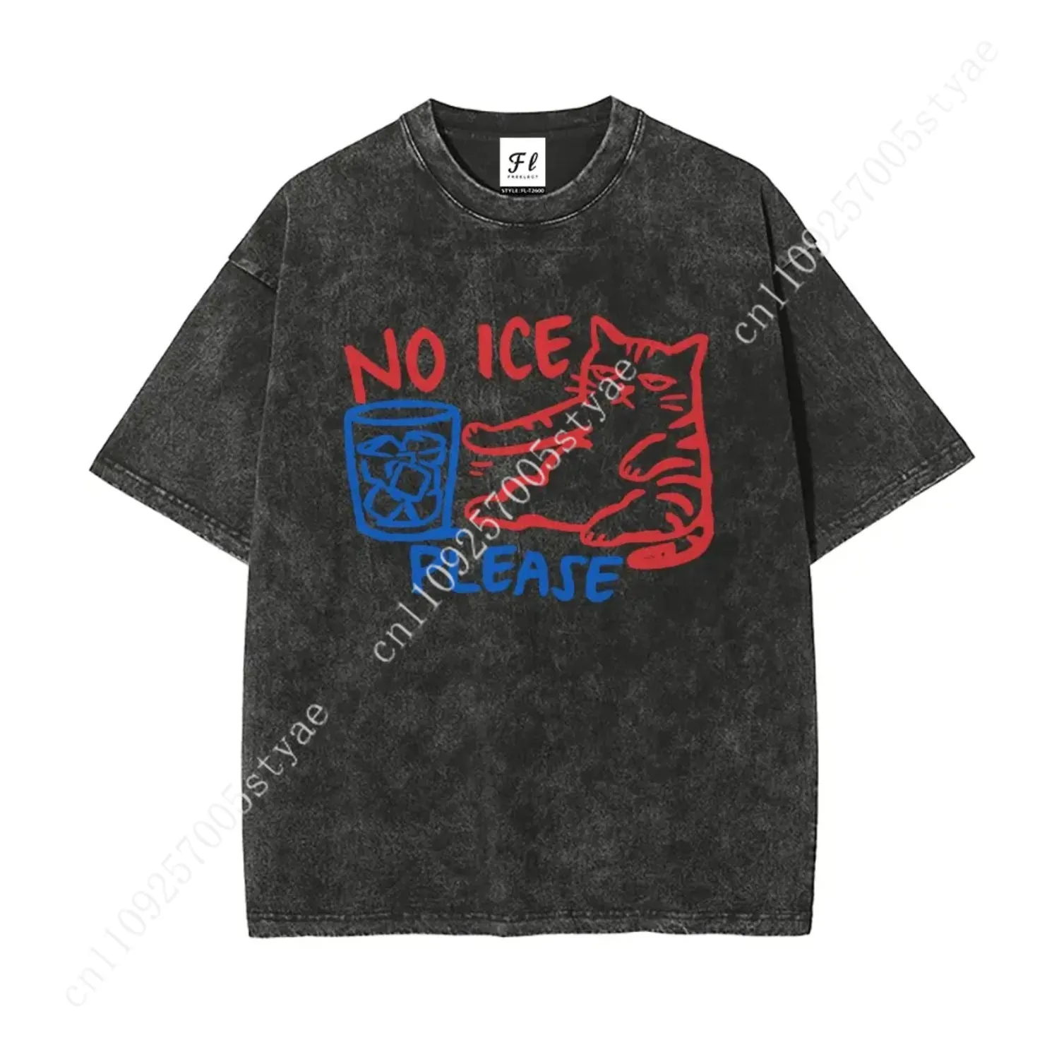No ICE Please Cat Abolish ICE Shirt S~5XL Oversize Unisex Washed T-Shirt for Women and Men's Unisex Fit Batik Cotton Oversize St