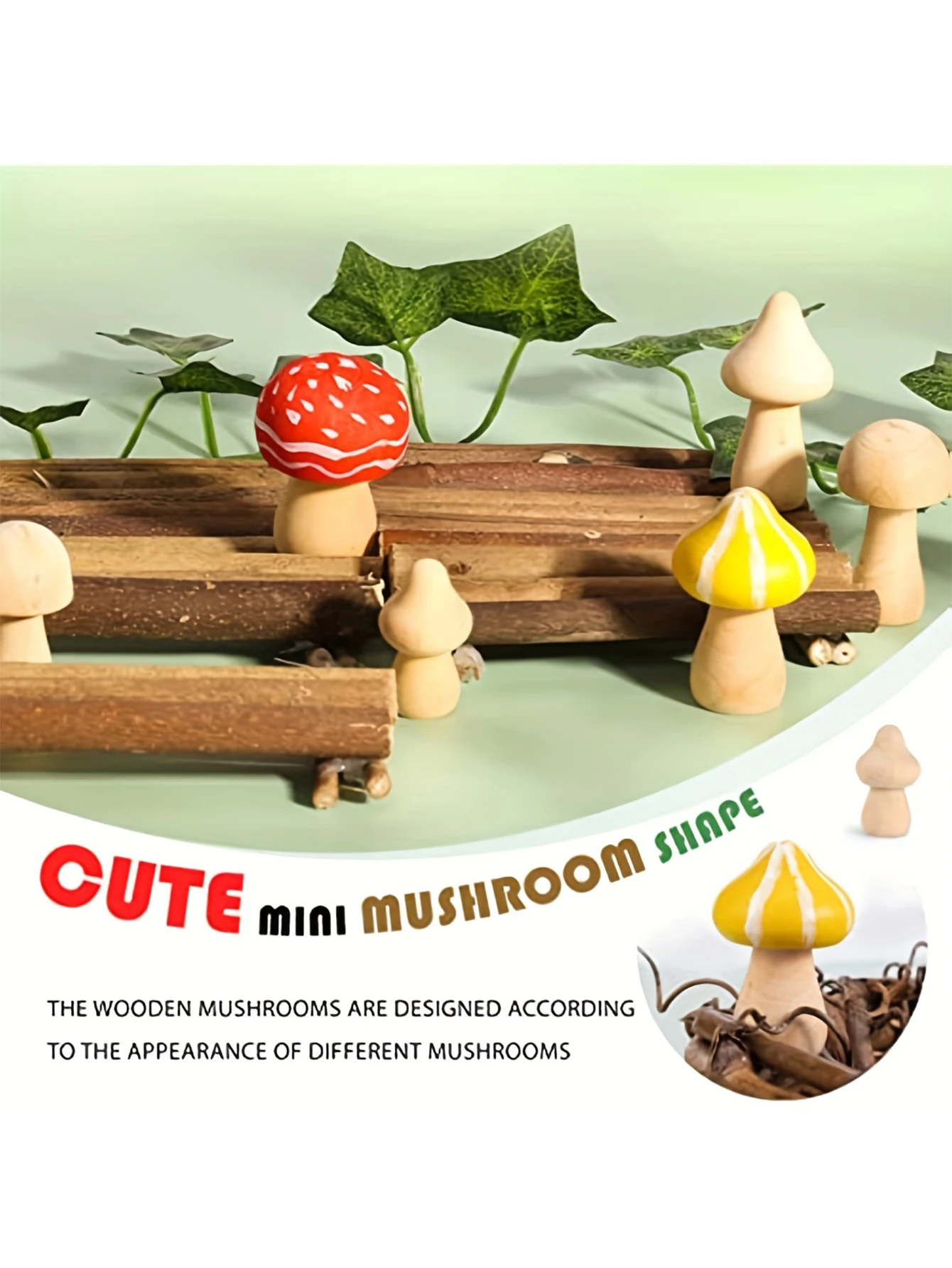 6Pcs Unfinished Wooden Mushroom 6 Sizes of Natural Wooden Mushrooms for Arts Crafts Projects Decoration Valentine DIY Ornaments