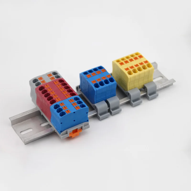 1PC Electrical Cable Wire Connectors Push-in Terminal Block Multiple In Multiple Out Spliceable Junction Box DIN-Rail Mounting