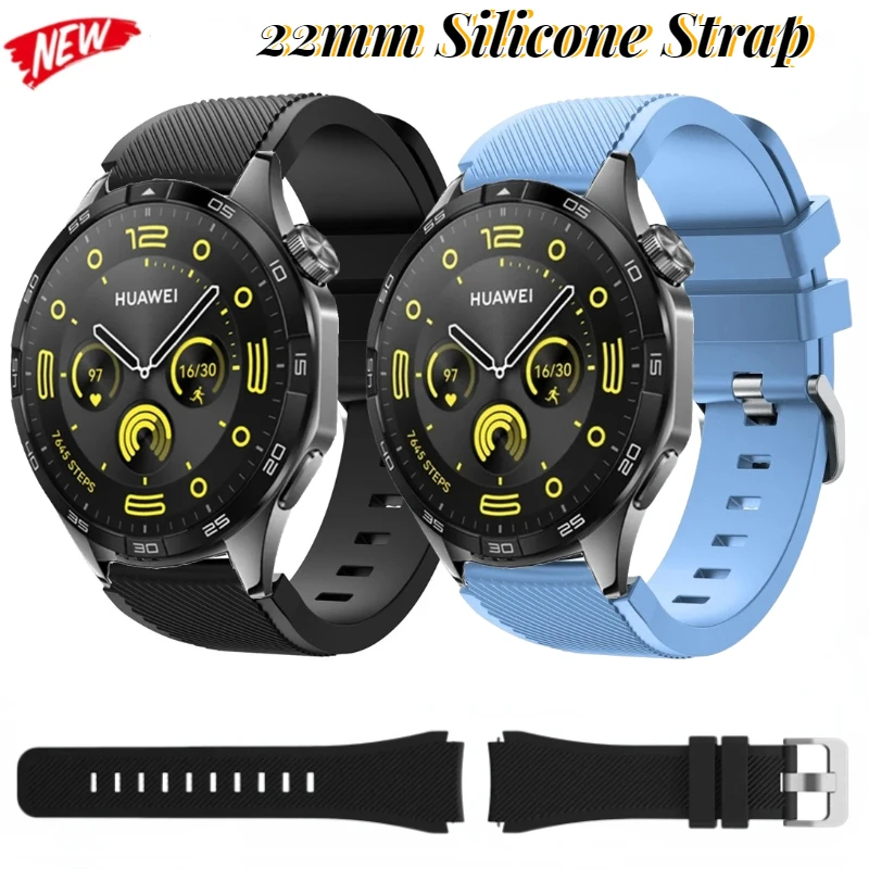 

22mm Silicone Strap for Samsung Galaxy Watch 46mm/Gear S3 Huawei Watch 3/4/GT4 Replacement Bracelet for Amazfit GTR/Stratos Belt