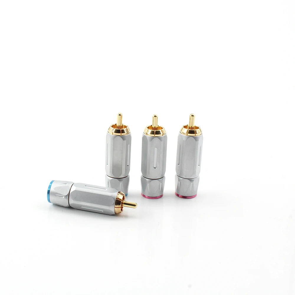 

4PCS brass Gold Plated RCA Connector Plug HIFI Audio Phono connector