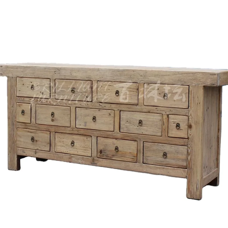 Classical Dinning Room Antique Recycle Wood Natural Cabinet Sideboard